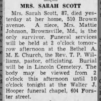 Obituary for SARAH SCOTT (Aged 87)