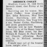 Obituary for SHEDRICK COOLEY (Aged 65)