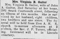 Obituary for Virginia B Gaitor