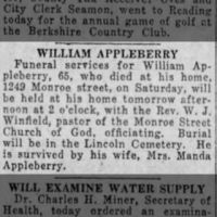 Obituary for WILLIAM APPLEBERRY (Aged 65)
