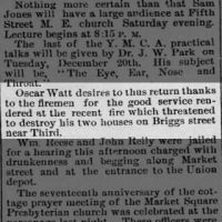 Oscar Watt Thanks Firemen for Saving His Properties on Briggs Street_13 Dec 1892