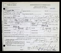 Pennsylvania, US, Birth Certificates, 1906-1913 - Ernest Garfield Phields I
