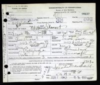 Pennsylvania, US, Birth Certificates, 1906-1913 - Ethel May Stewart