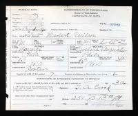 Pennsylvania, US, Birth Certificates, 1906-1913 - Herbert Wilson