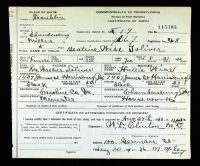 Pennsylvania, US, Birth Certificates, 1906-1913 - Walker Tolliver