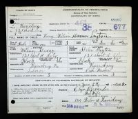 Pennsylvania, US, Birth Certificates, 1906-1913 - William Devan