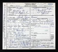 Pennsylvania, US, Death Certificates, 1906-1968 - Sarah L Syrus