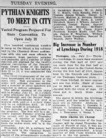 Pythian Knights to Meet in City-500 Uniformed Knights in Camp on City Island_2 Jul 1918(1)