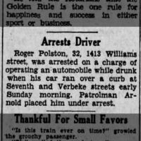 Roger Polston Arrested for Drunk Driving_31 Mar 1930