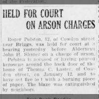 Roger Polston Held for Court on Arson Charges for Home of Thomas Laster_17 Jan 1937