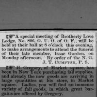 Special Meeting of Brotherly Love Lodge No. 896 G.U.O. of O.F. _01 Sep 1877