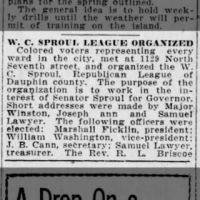 W.C. Sproul Republican League of Colored Voters_22 Mar 1918