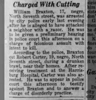 William Braxton Charged with Cutting Robert Carter_22 Jun 1925