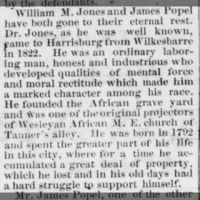William M. Jones Founded the African Graveyard and Wesleyan African M.E. Church